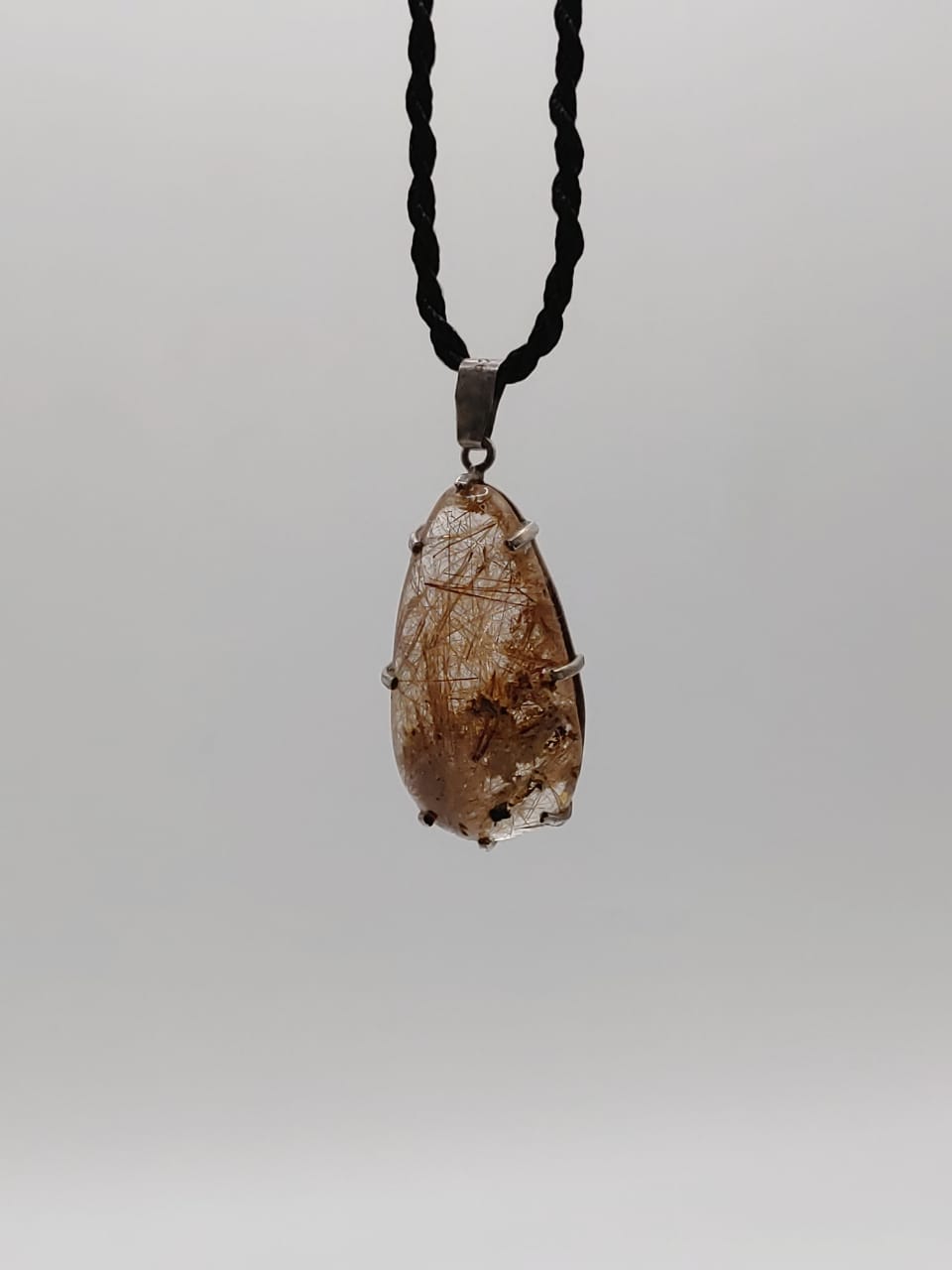 Golden-Inclusion Teardrop Pendant